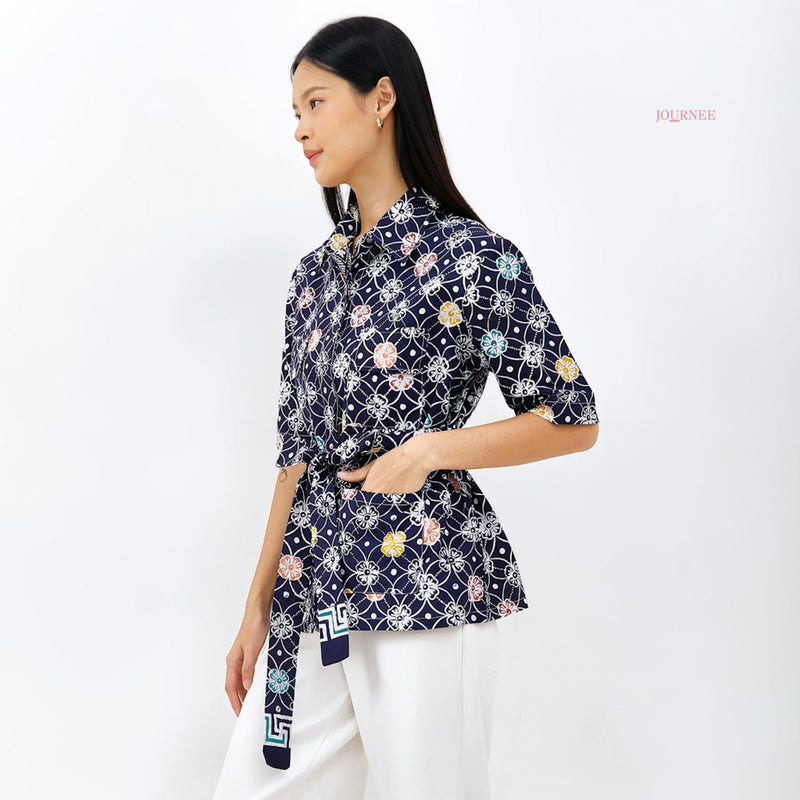 Aylee Batik Cap Utility Top /Outer Bunga