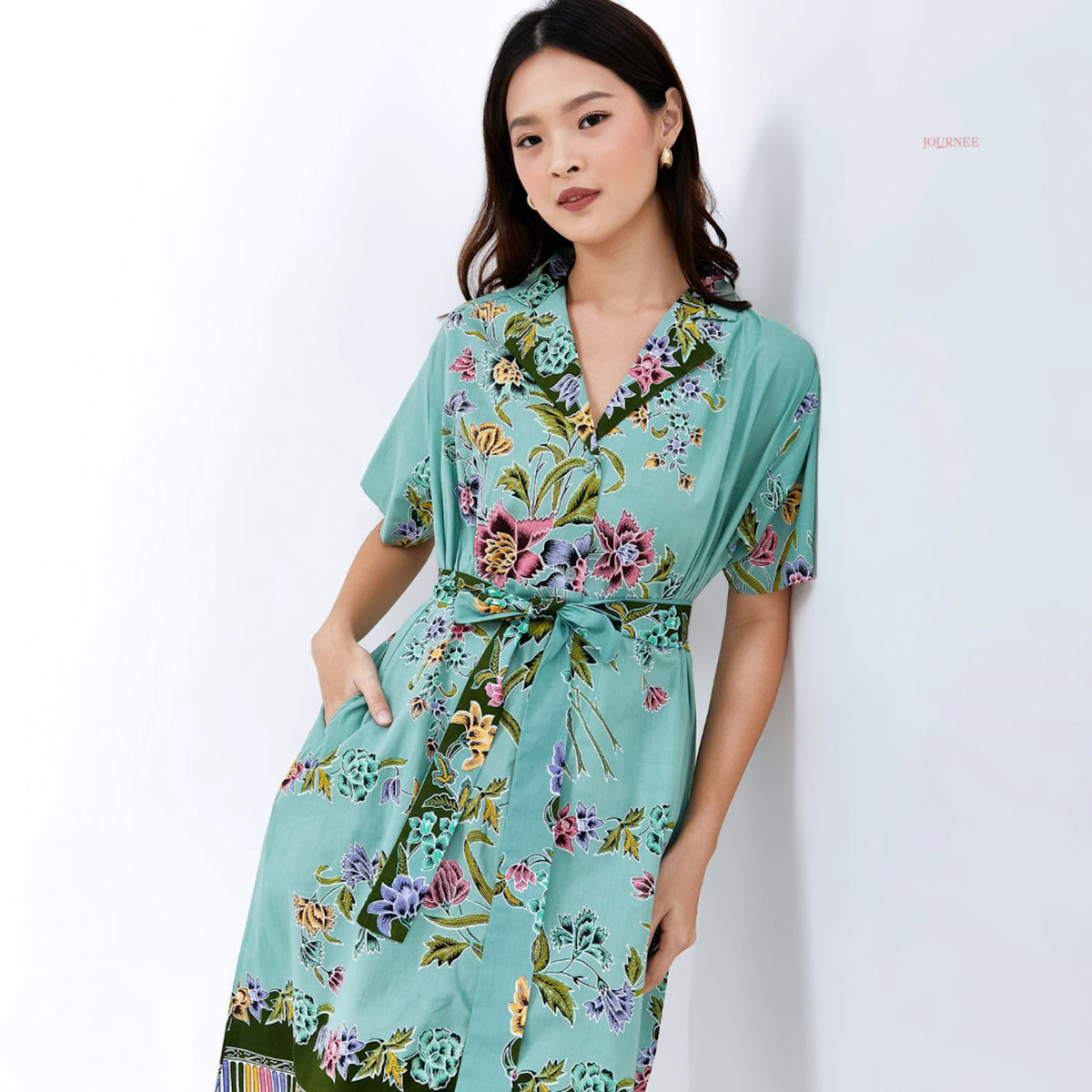 Amelie Batik Shirt Dress Encim Pear