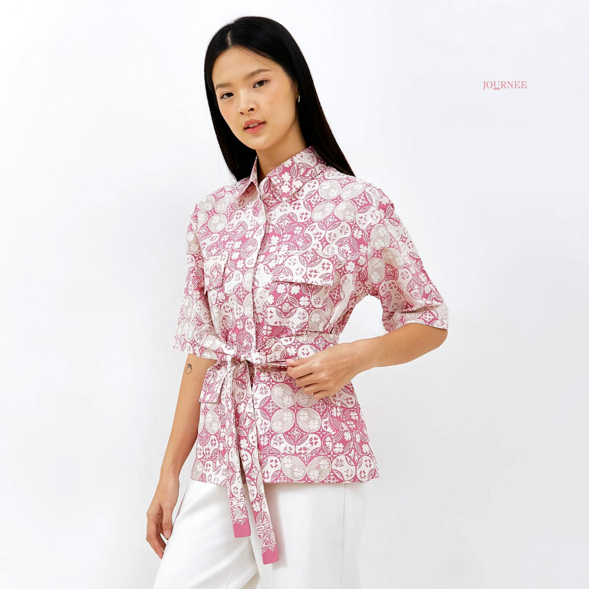 Aylee Batik Cap Utility Top /Outer Pink