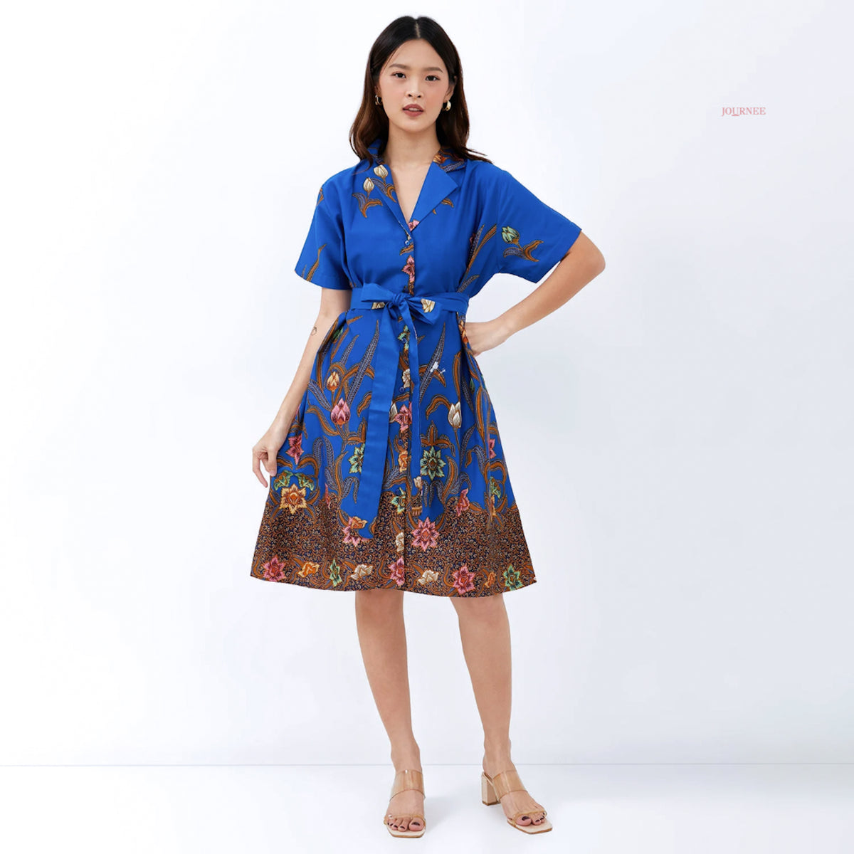 Amelie Batik Shirt Dress Encim Cobalt