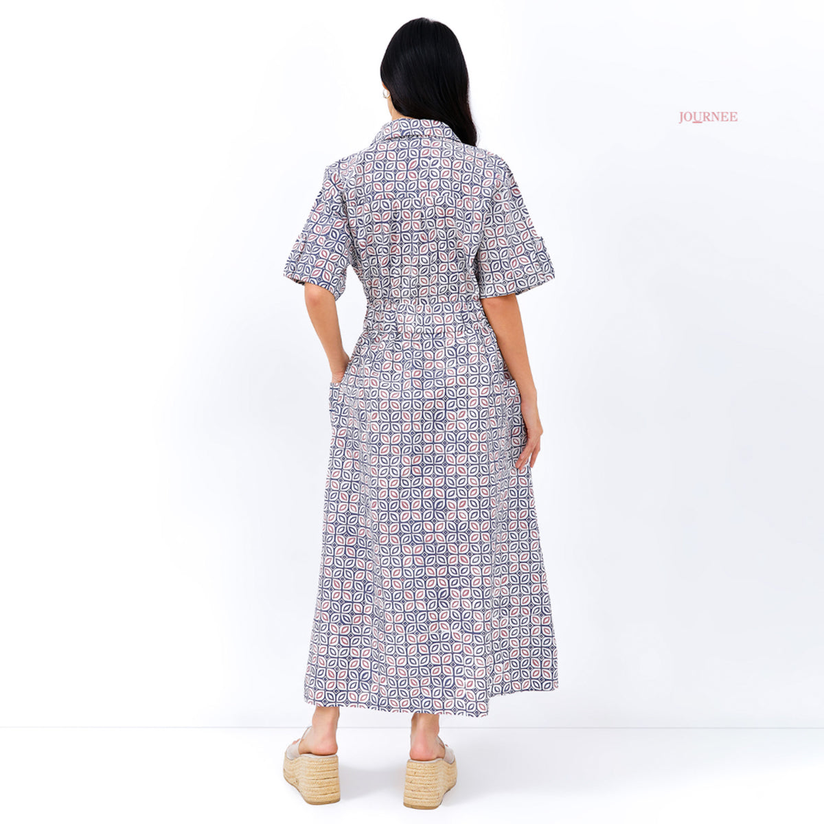 Azara Batik Cap  Maxi Shirt Dress