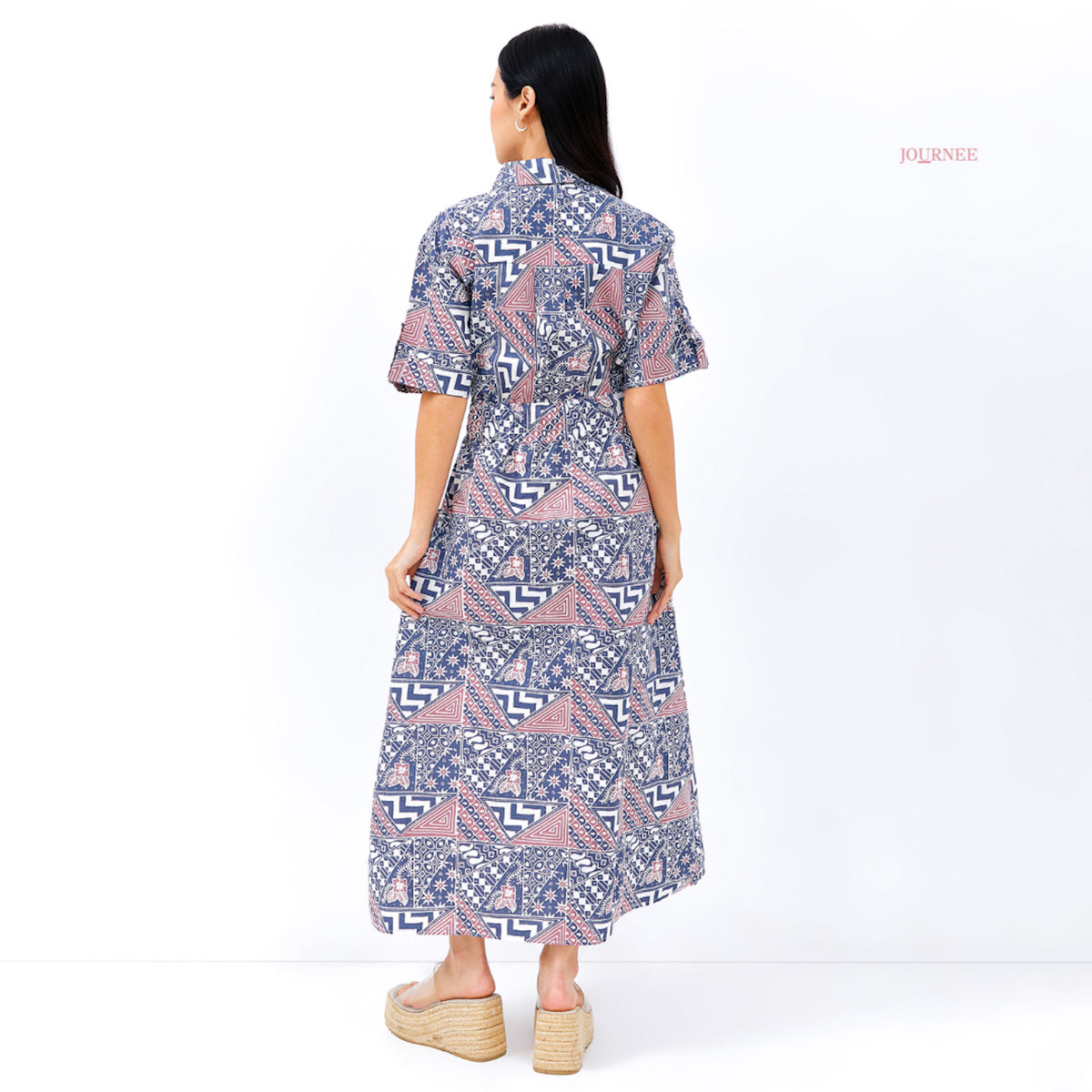 Azara Batik Cap  Maxi Shirt Dress Banji