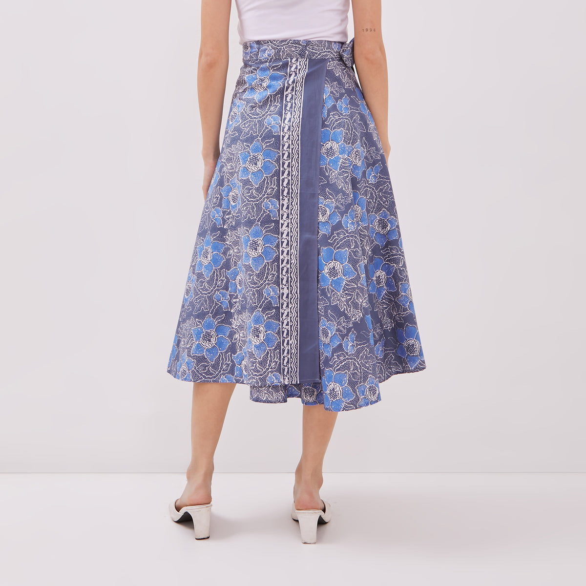 Angeline Batik Cap Wrap Skirt Blue/Blue