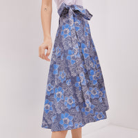 Angeline Batik Cap Wrap Skirt Blue/Blue