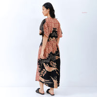 Ayria Batik Midi Dress Cherry