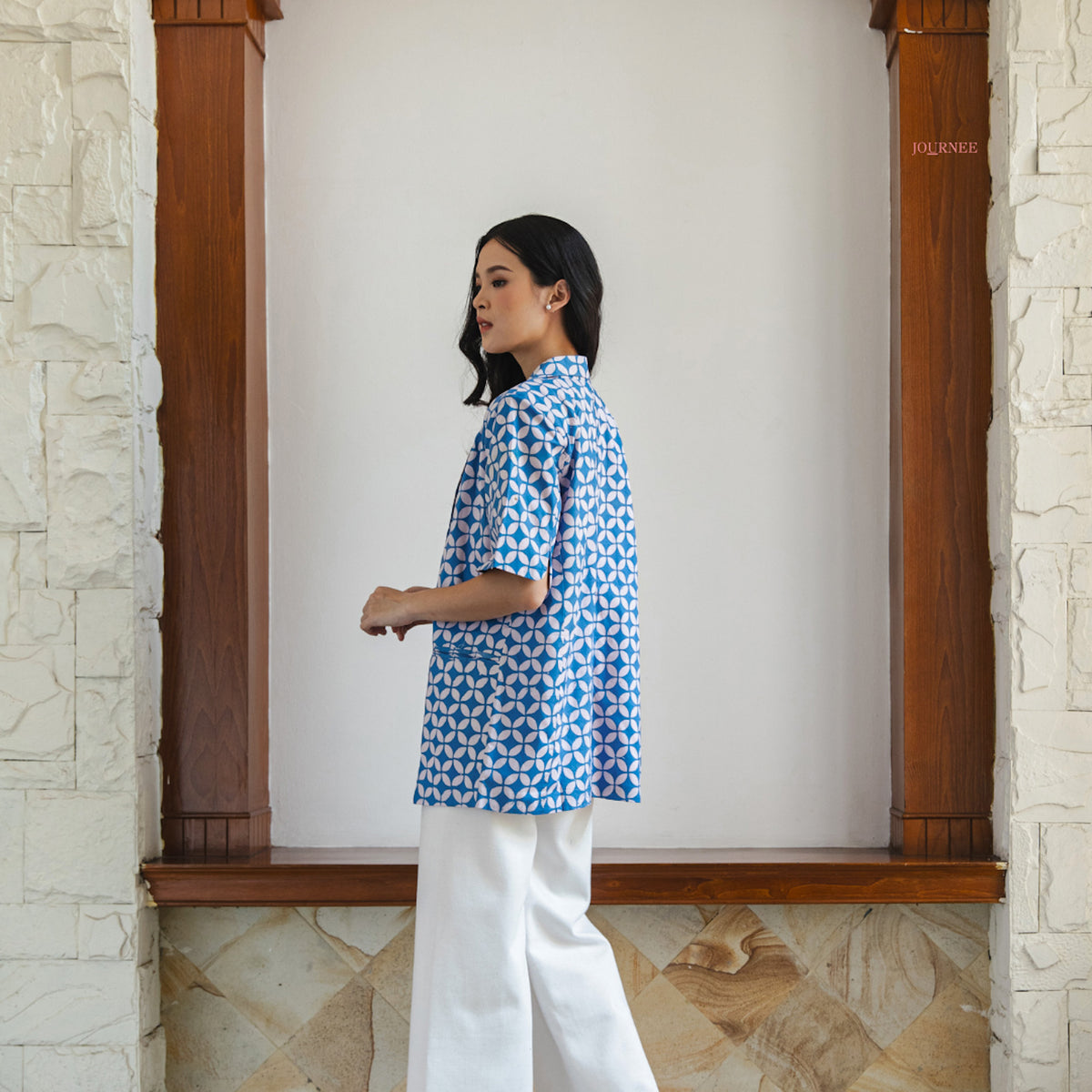 Asheila Batik Cap Blazer cornflower