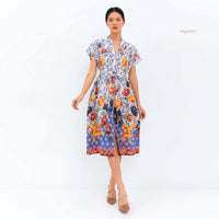 Ainy Signature Batik Dress Blue Kupu