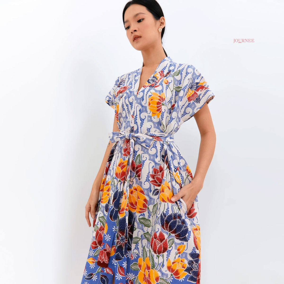 Ainy Signature Batik Dress Blue Kupu