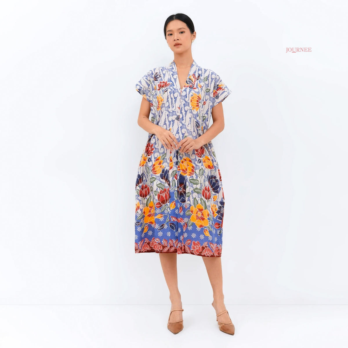 Ainy Signature Batik Dress Blue Kupu