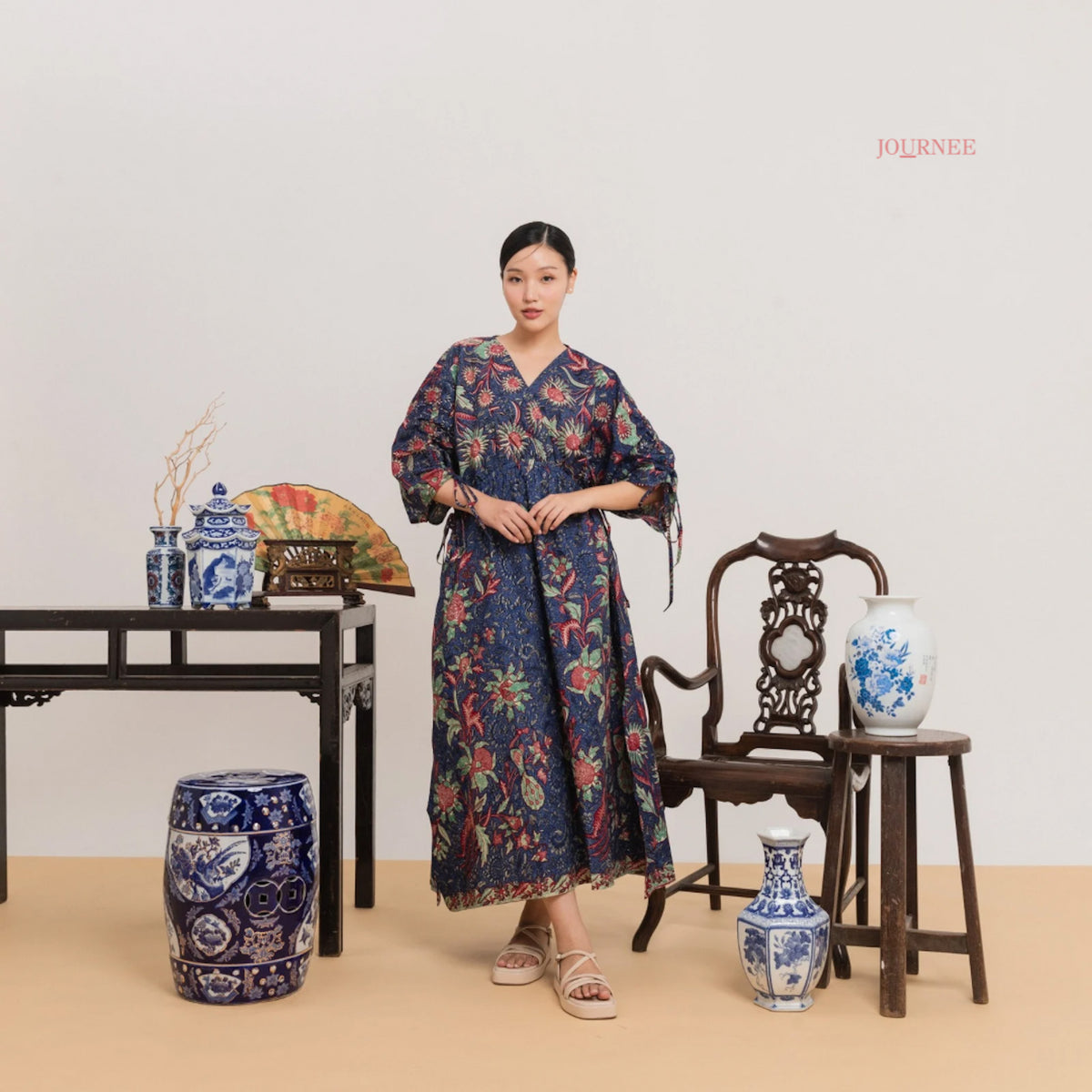 Afya Maxi Batik Dress Blue