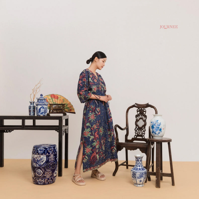 Afya Maxi Batik Dress Blue