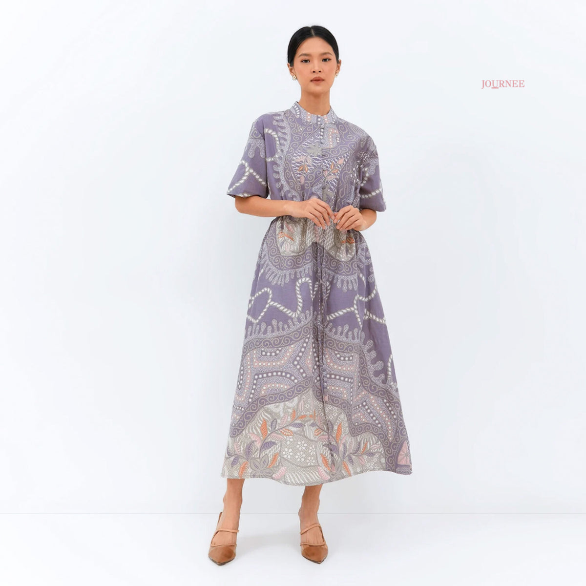 Anetta Midi Mandarin Mauve Pink Batik