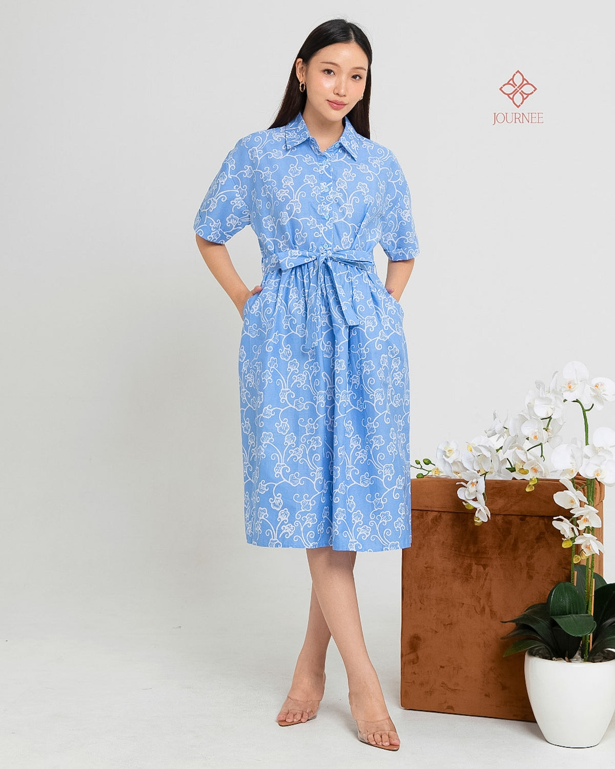 Adora Shirtdress Batik Cap Celeste