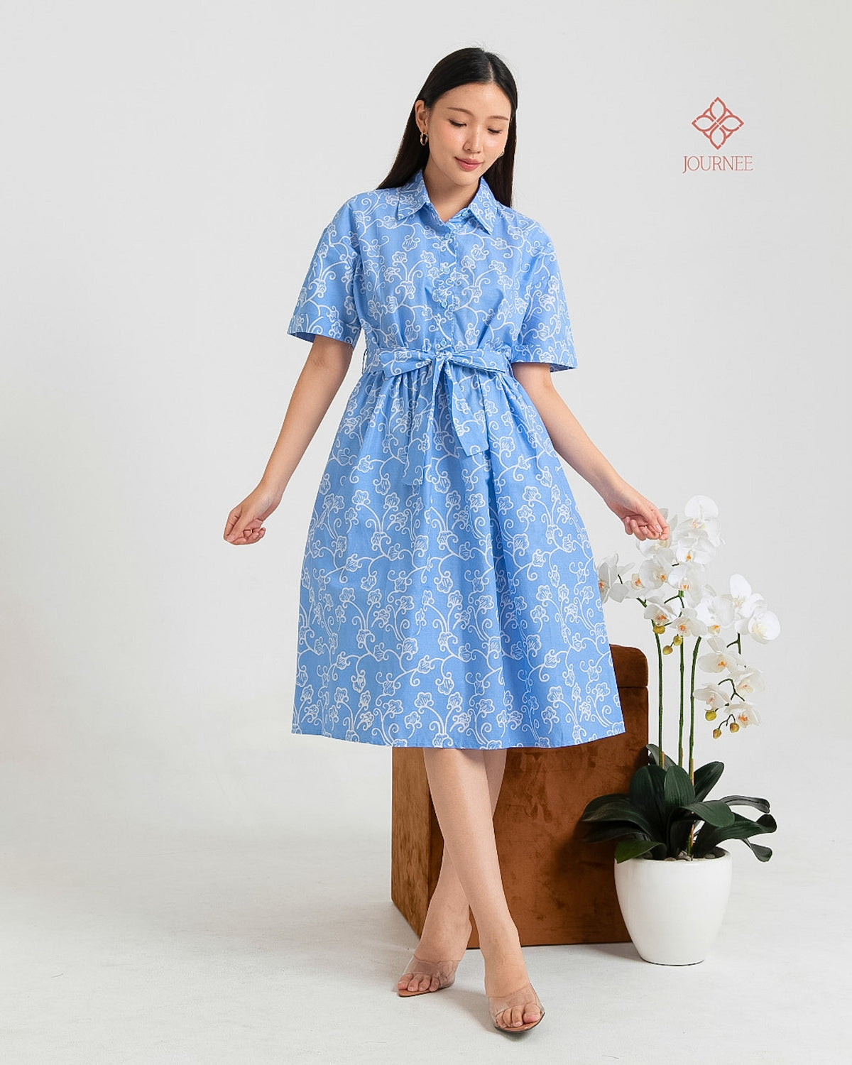 Adora Shirtdress Batik Cap Celeste
