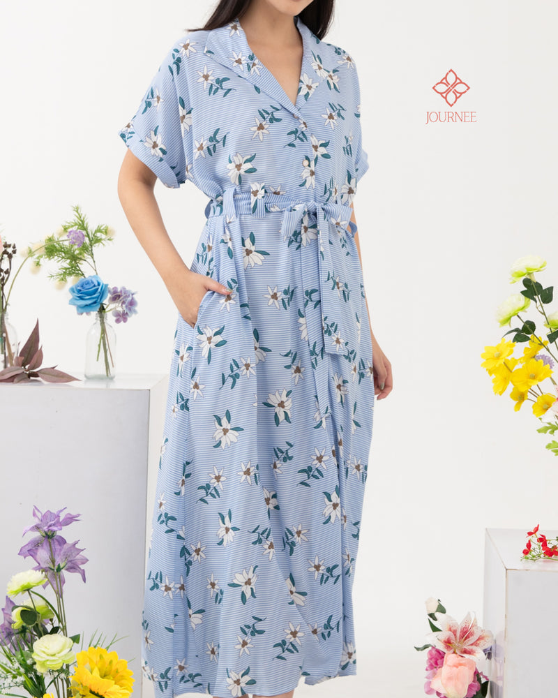 Avira Belted Maxi Shirt Dress