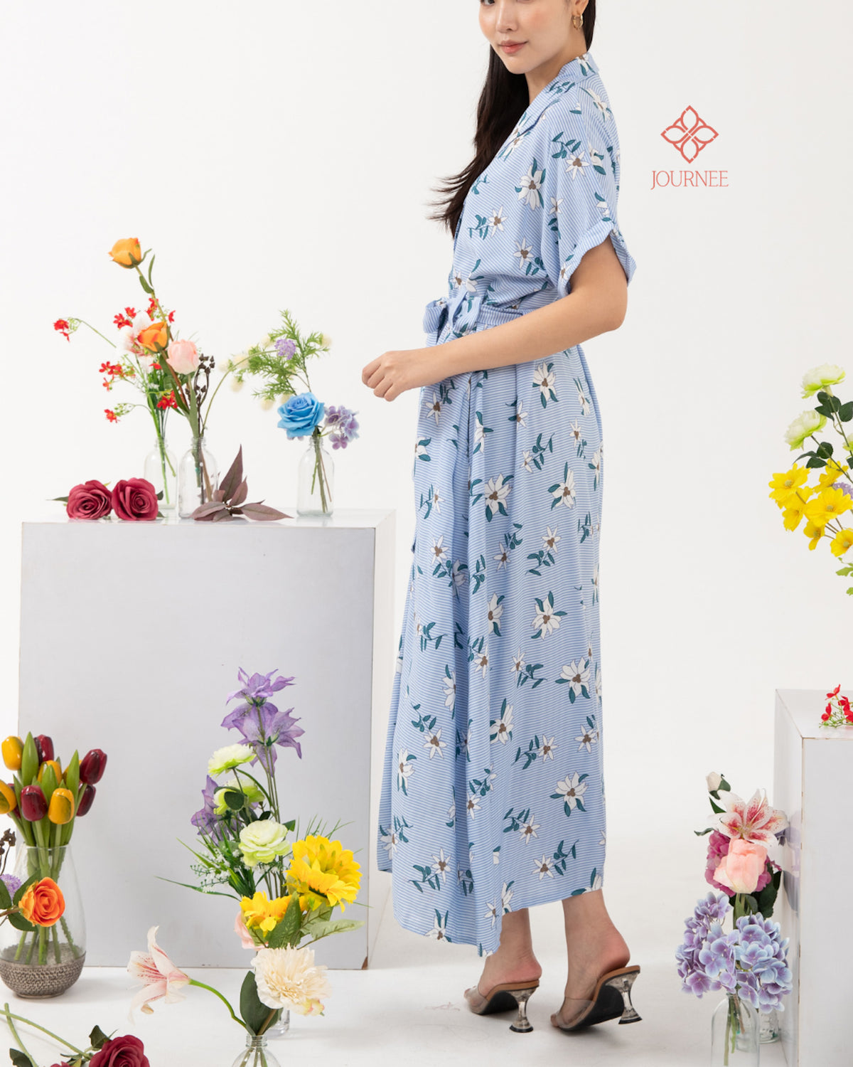 Avira Belted Maxi Shirt Dress