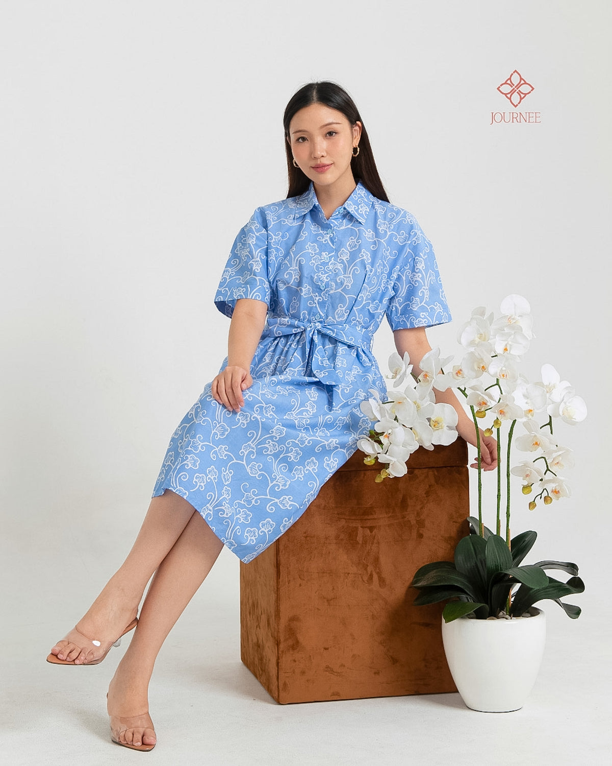 Adora Shirtdress Batik Cap Celeste