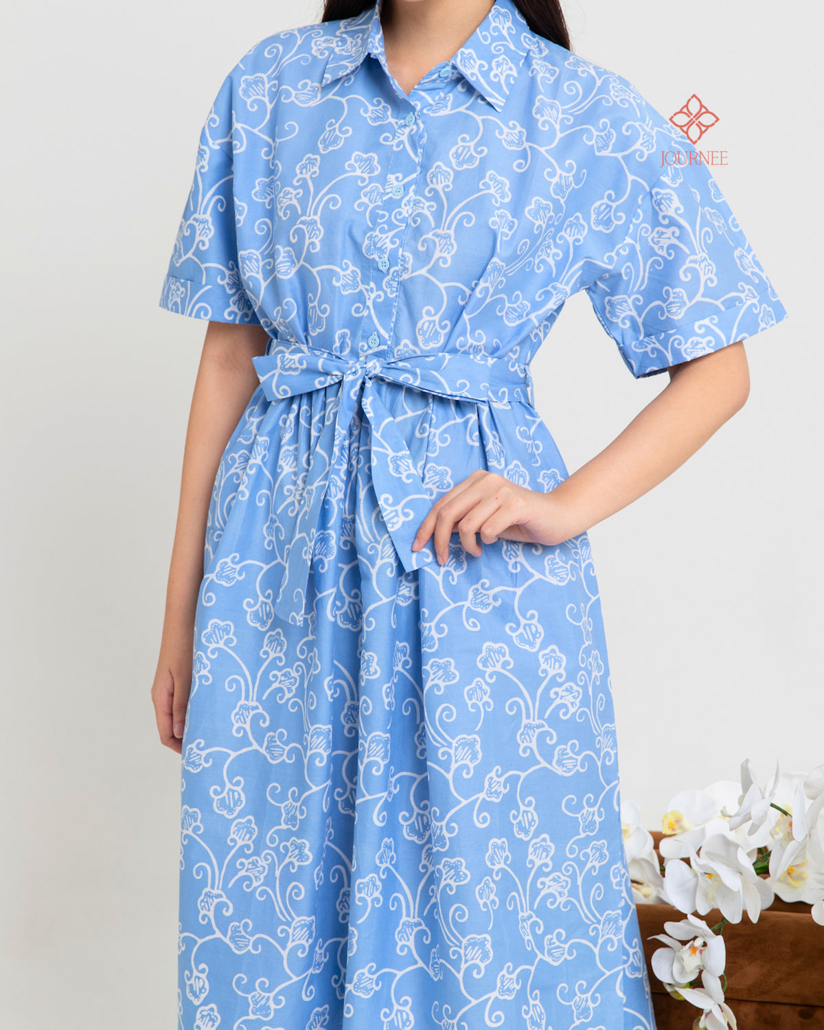 Adora Shirtdress Batik Cap Celeste