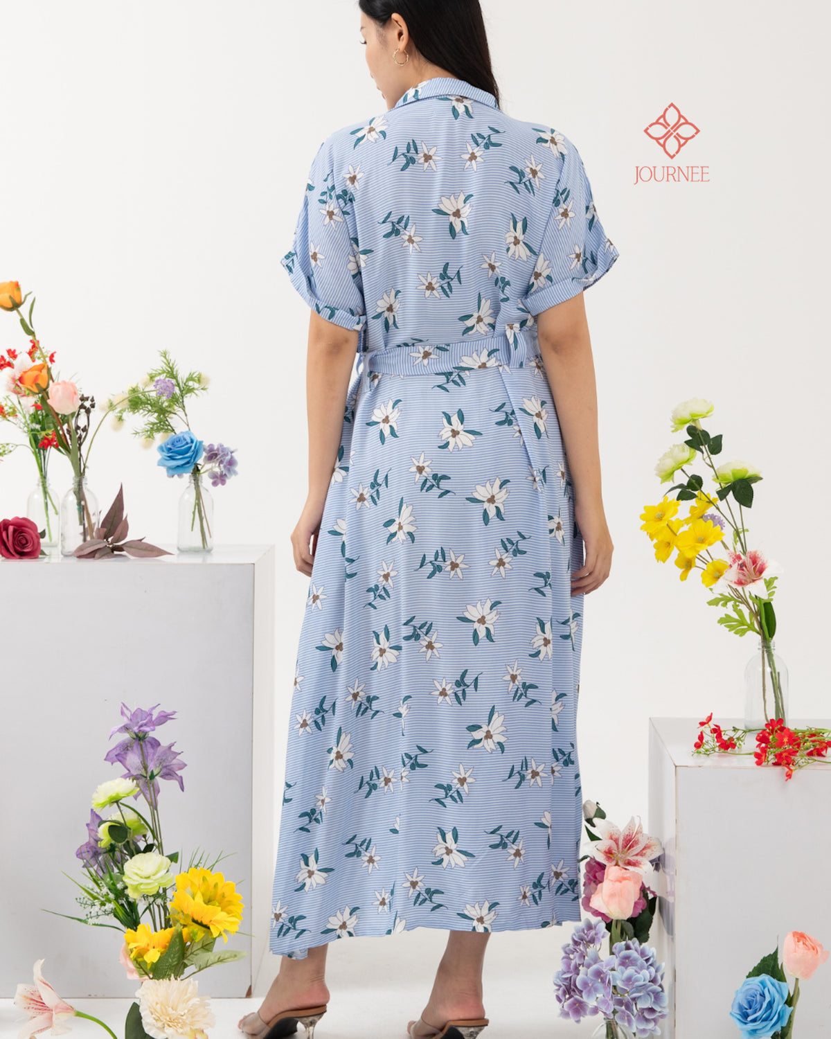 Avira Belted Maxi Shirt Dress