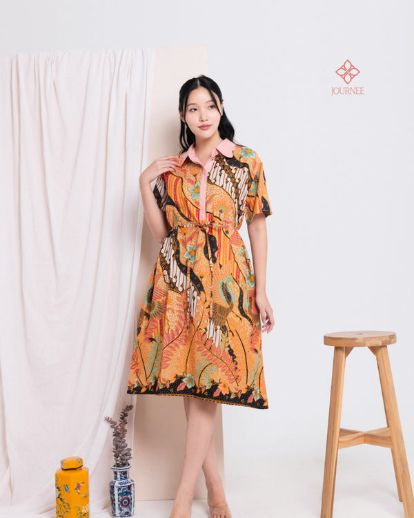 Akina Scallop Batik Dress Ciel