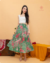 Agenta Midi Semi Tulis Skirt Bambou Phoenix premium