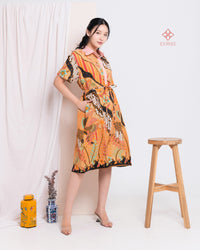 Akina Scallop Batik Dress Ciel