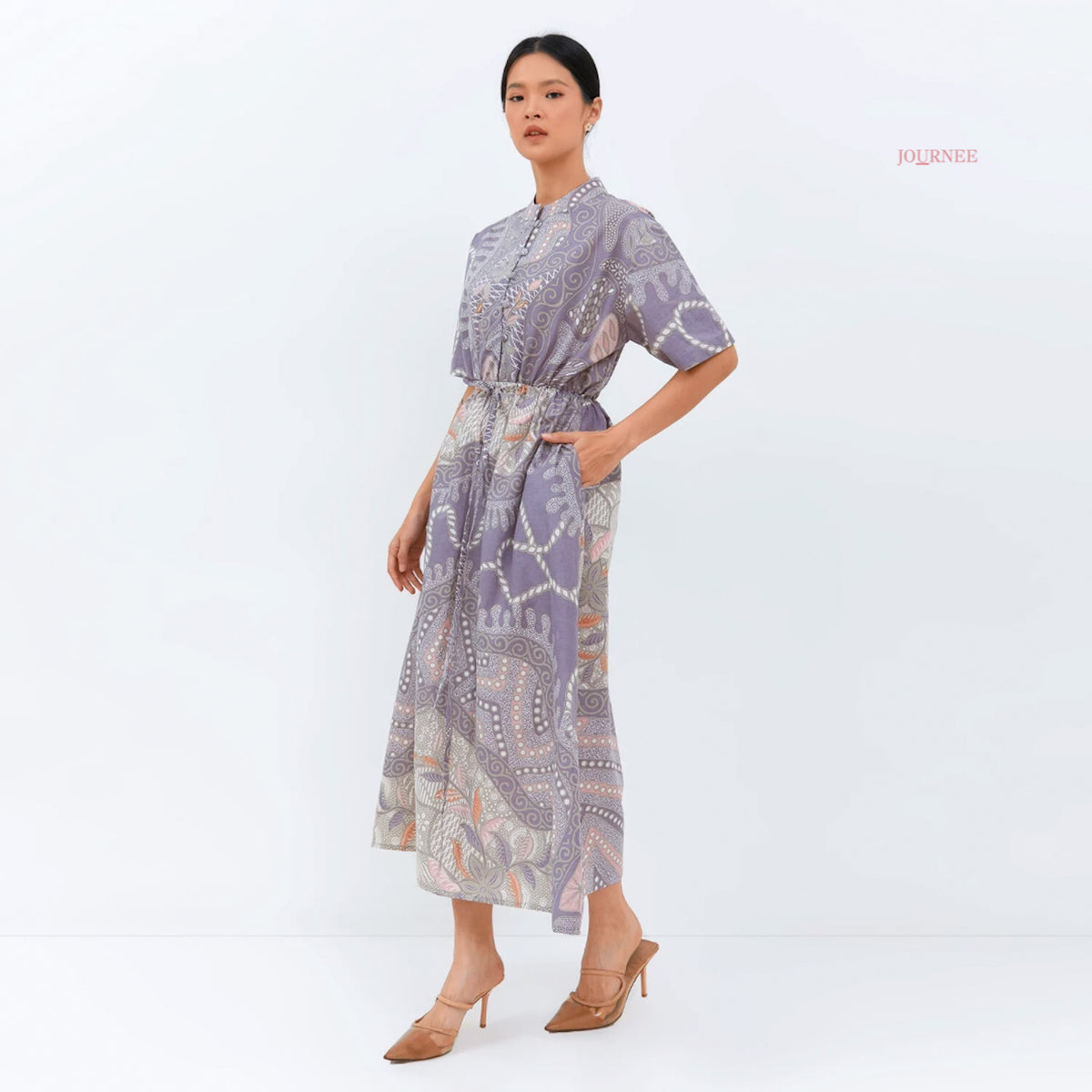 Anetta Midi Mandarin Mauve Pink Batik