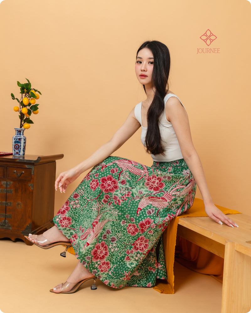 Agenta Midi Semi Tulis Skirt Bambou Phoenix premium