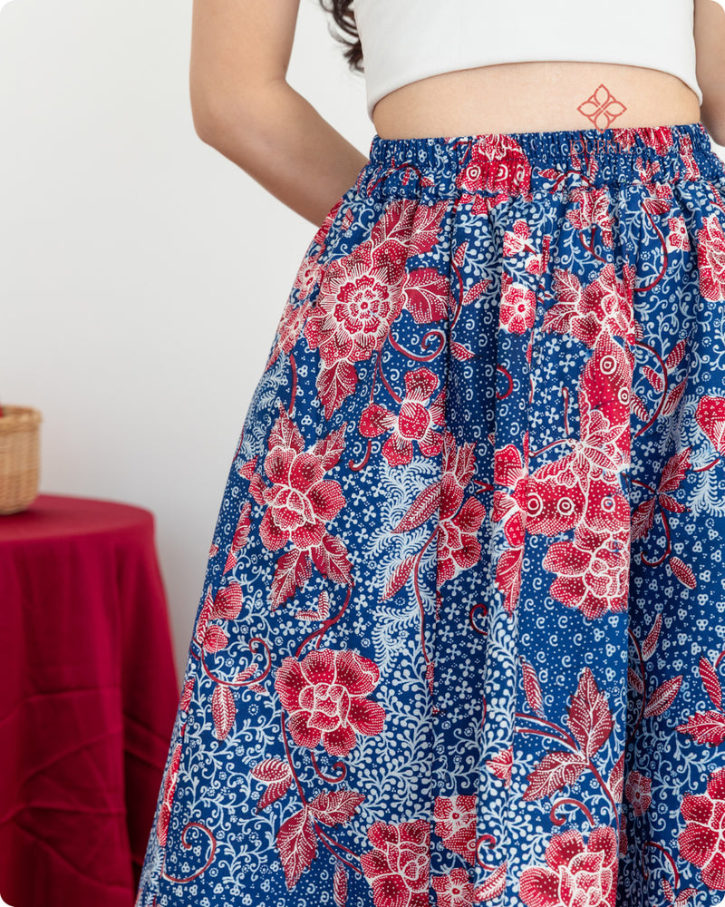 Agenta Midi Semi Tulis Skirt Blue Phoenix premium