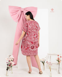 Asisca Batik Cap Kaftan Red White
