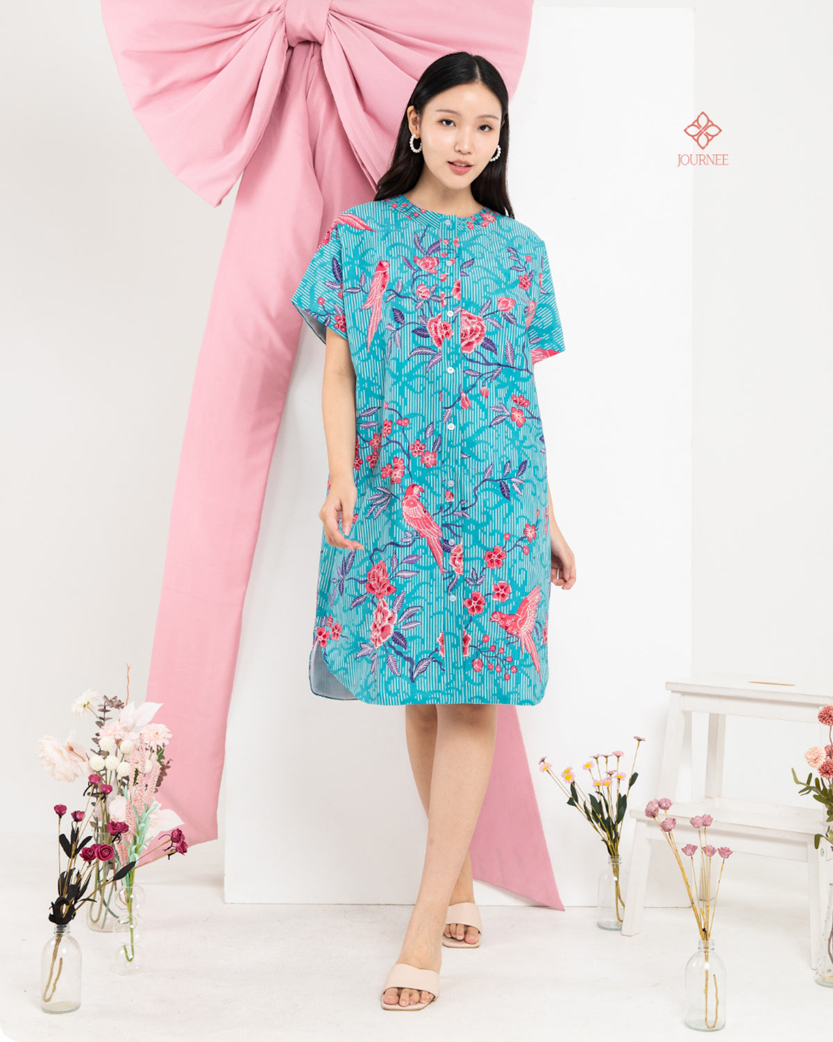 Asisca Batik Cap Kaftan Turq Burung