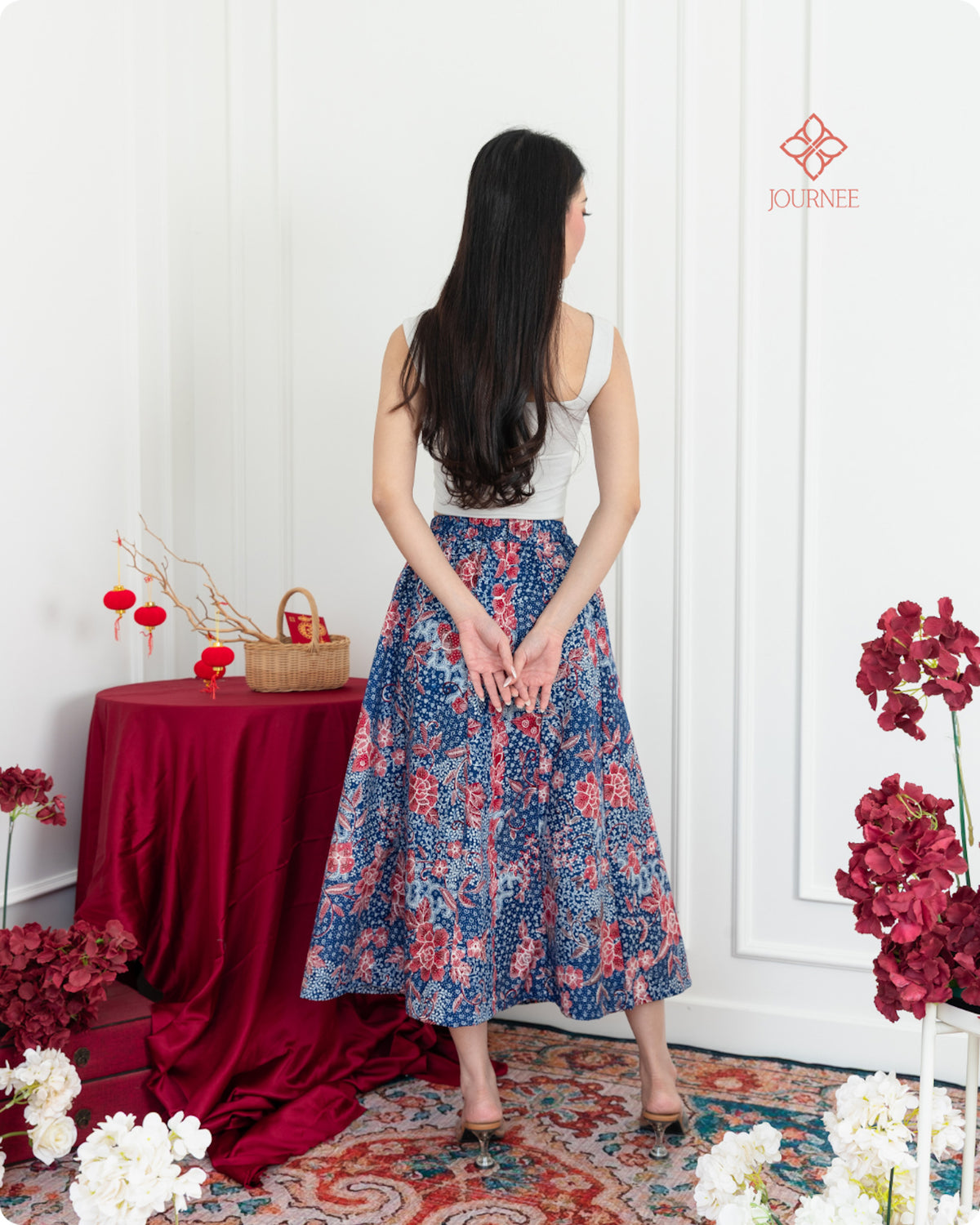 Agenta Midi Semi Tulis Skirt Blue Phoenix premium