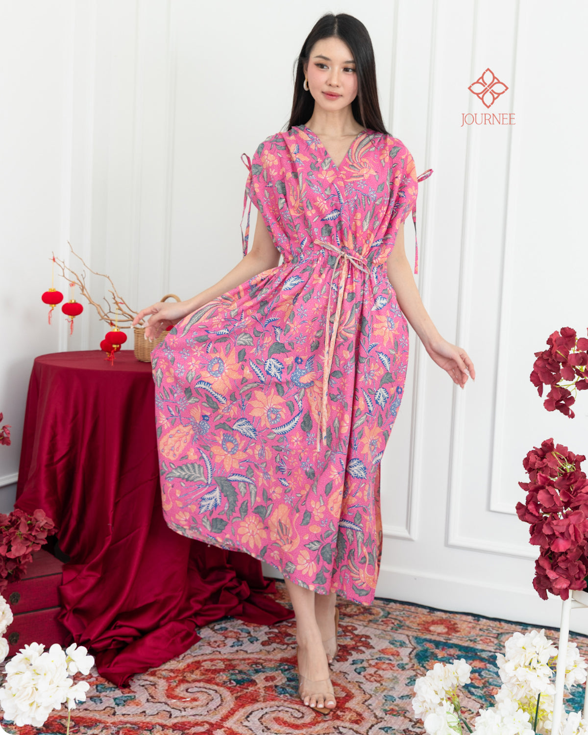 Arucia Batik Ruched Dress Pink Confetti