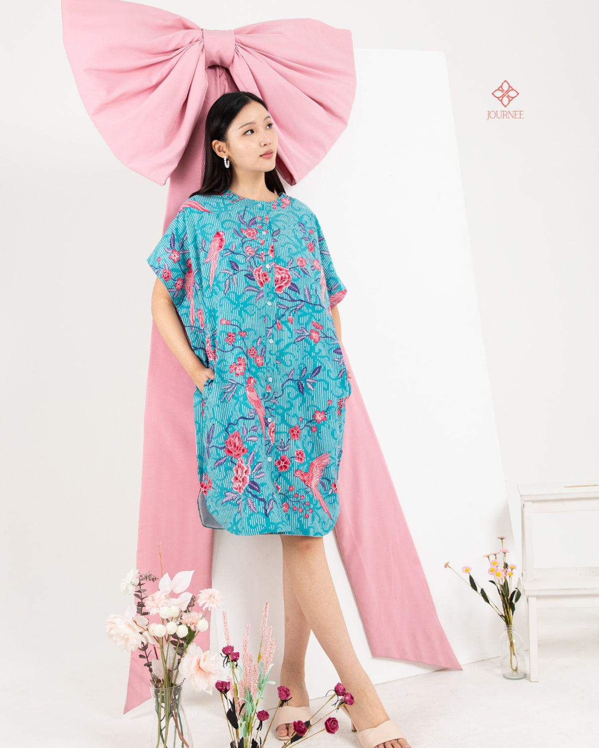 Asisca Batik Cap Kaftan Turq Burung