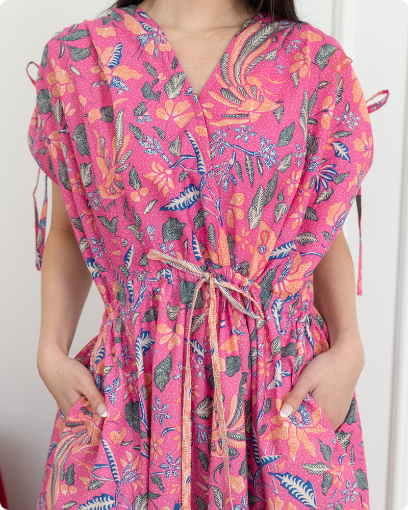 Arucia Batik Ruched Dress Pink Confetti