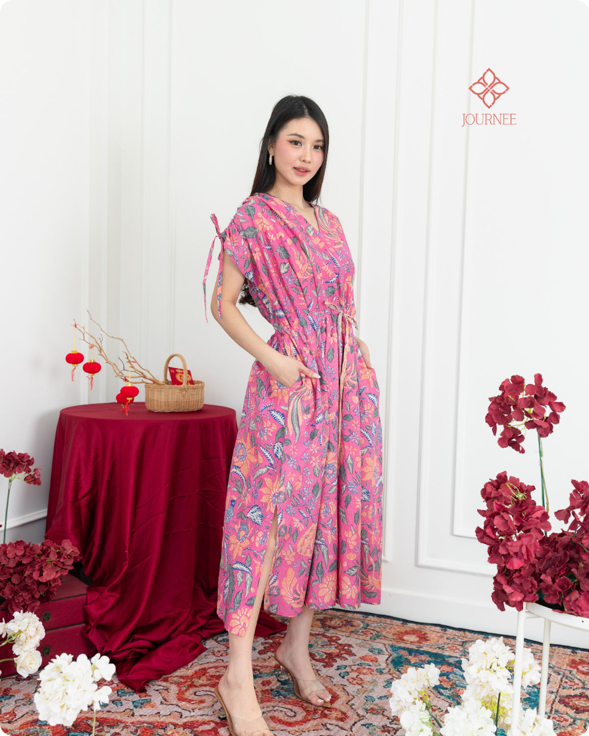 Arucia Batik Ruched Dress Pink Confetti