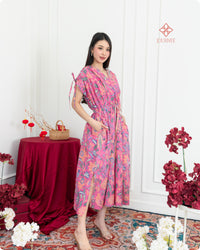Arucia Batik Ruched Dress Pink Confetti