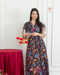 Arucia Batik Ruched Dress Black Confetti