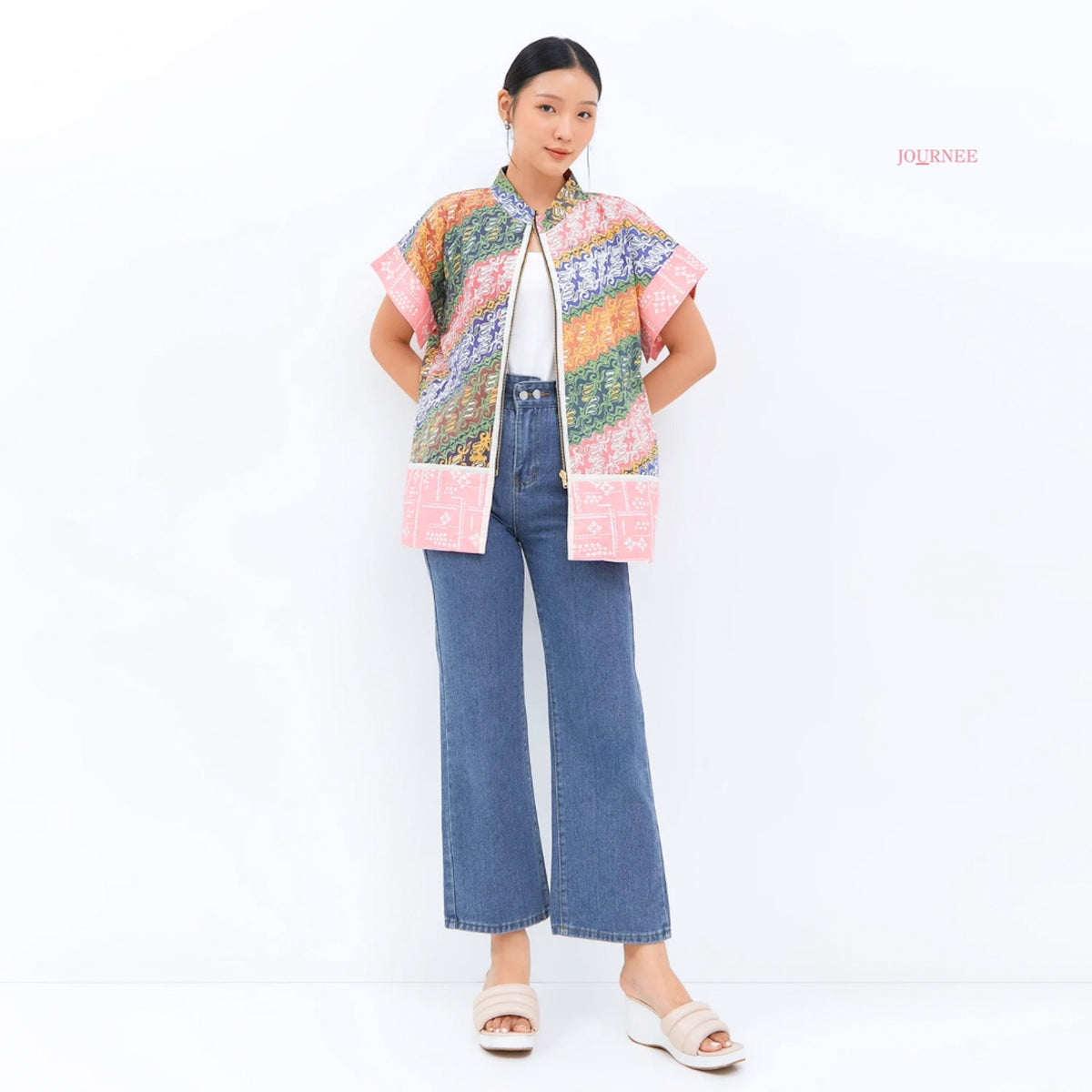 Ahilda Tulis mix Cap Outer Top Pink