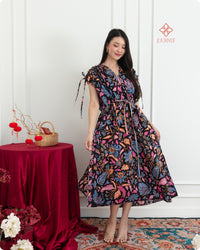 Arucia Batik Ruched Dress Black Confetti