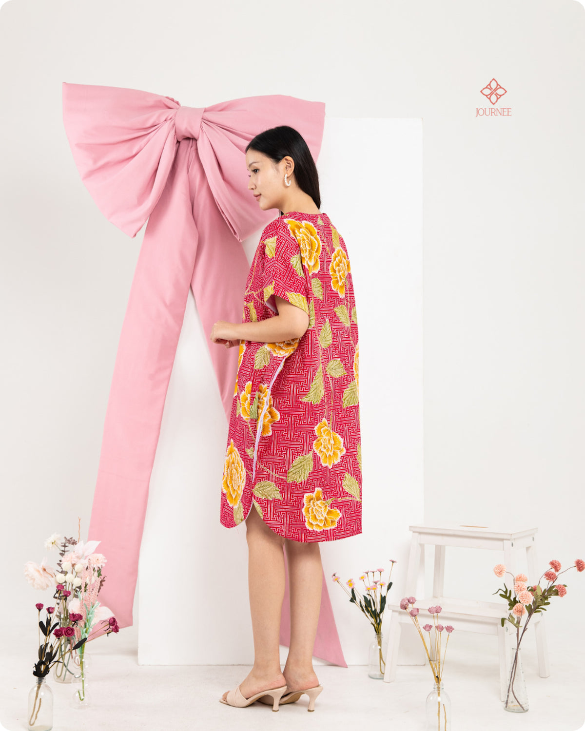 Asisca Batik Cap Kaftan Red Flower