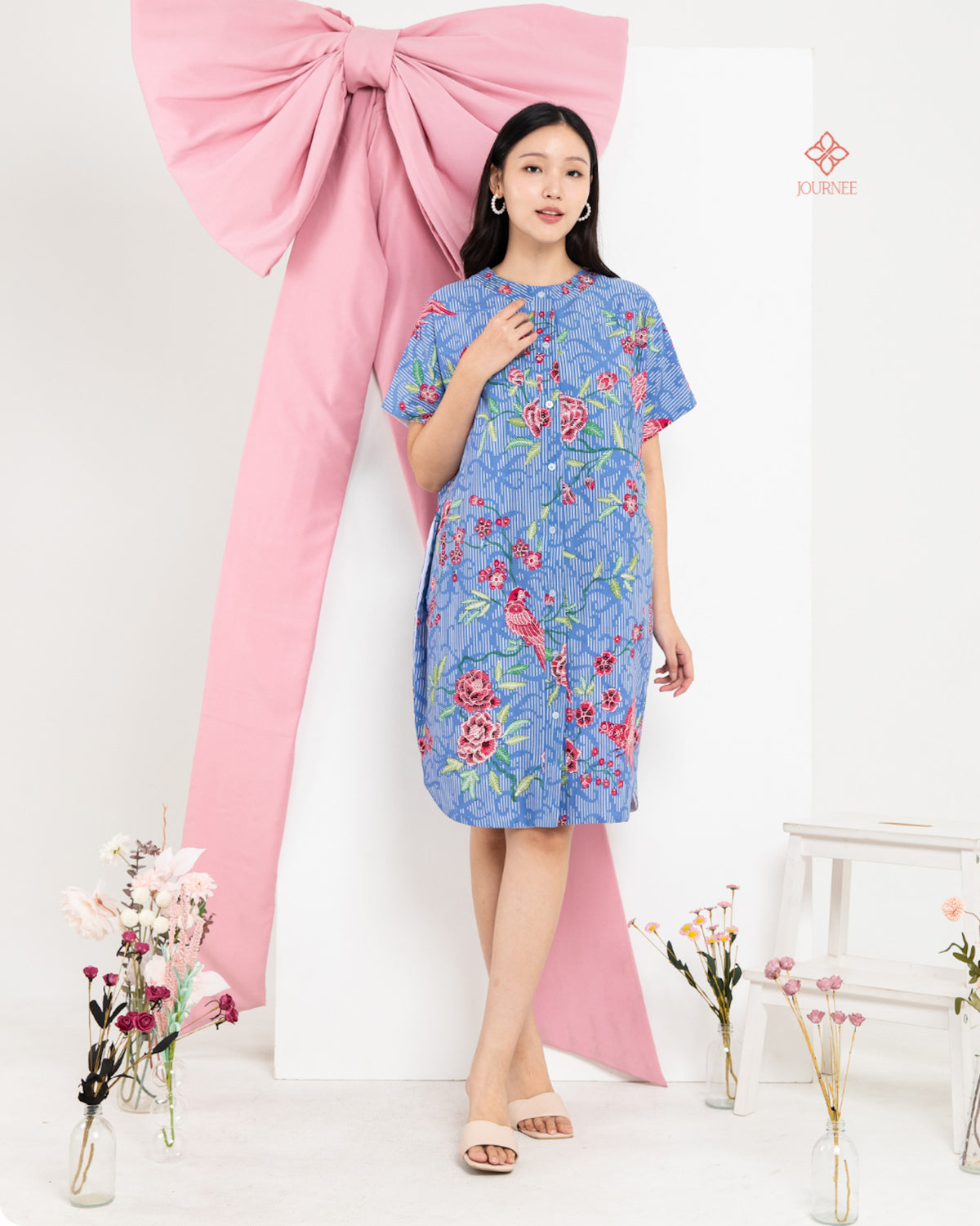 Asisca Batik Cap Kaftan Blue Burung