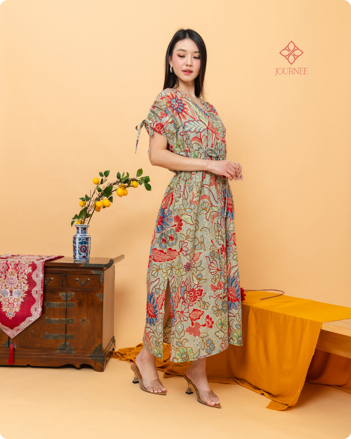 Arucia Batik Ruched Dress Ciel
