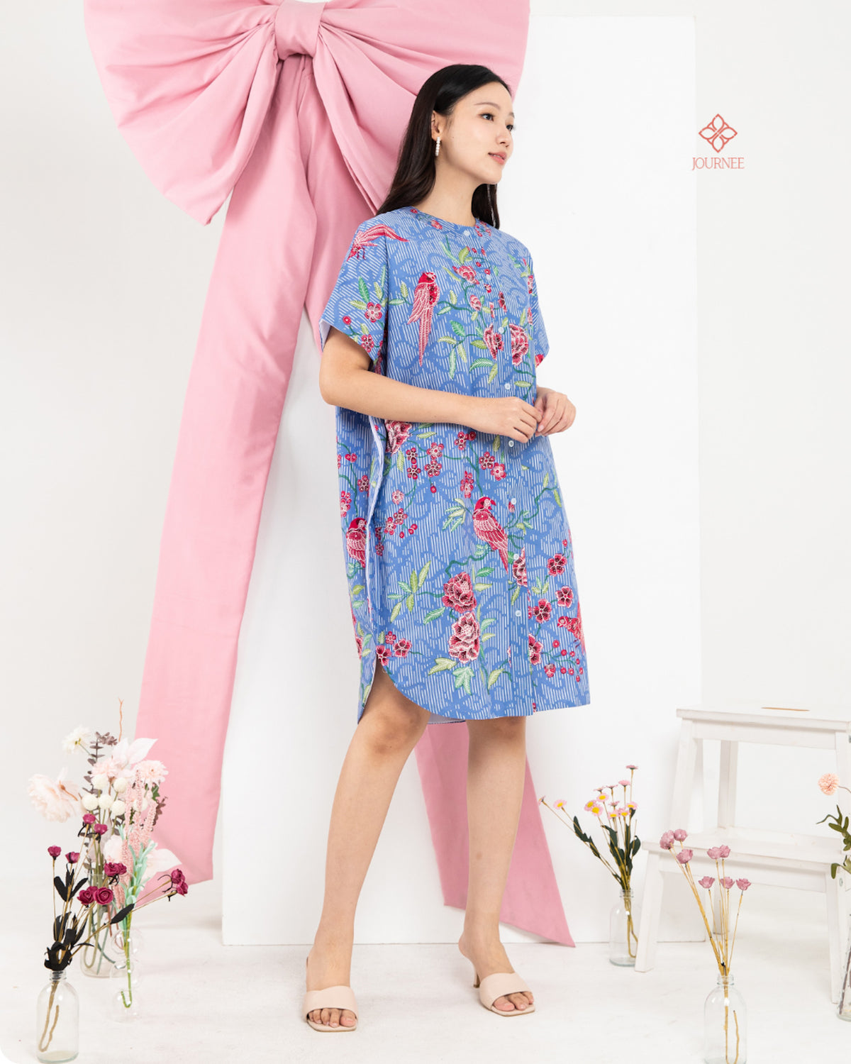 Asisca Batik Cap Kaftan Blue Burung