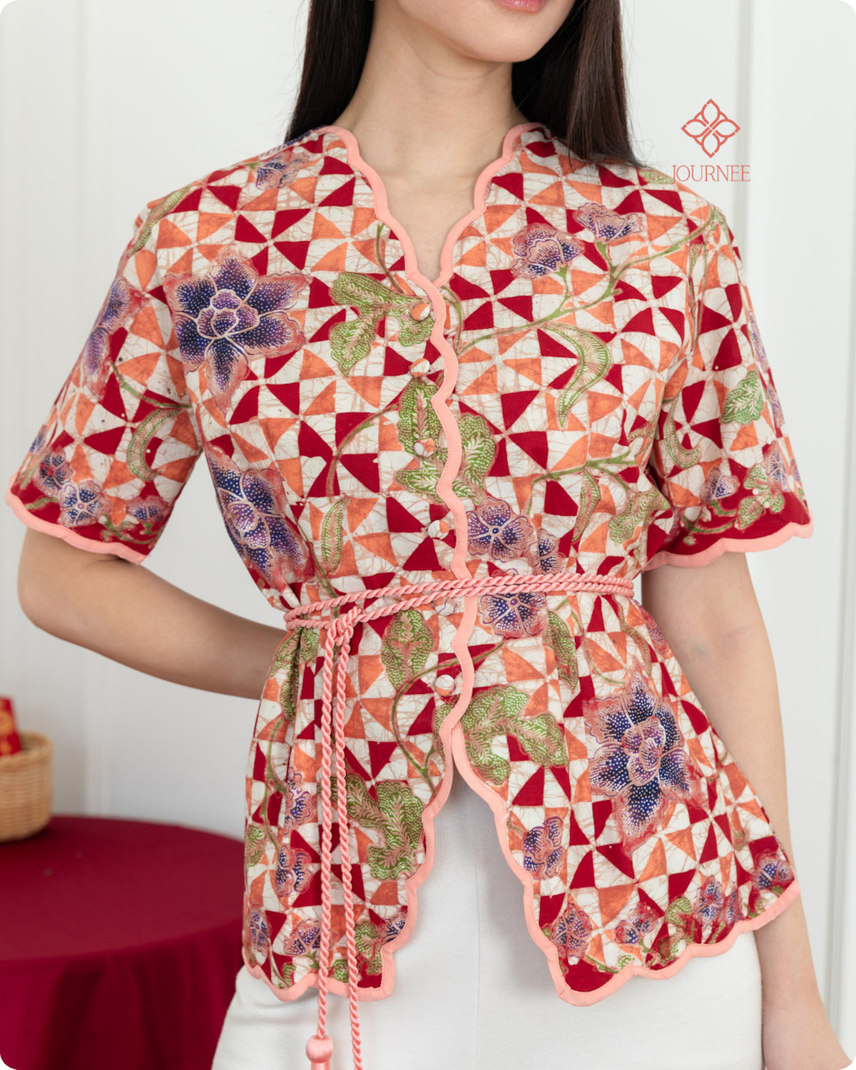 Aprina Scallop Batik Cap Darling Rose Premium