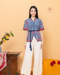 Aprina Scallop Batik Cap Blue Banji Premium
