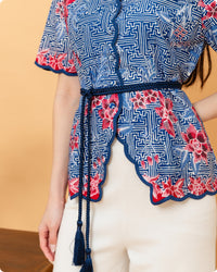 Aprina Scallop Batik Cap Blue Banji Premium