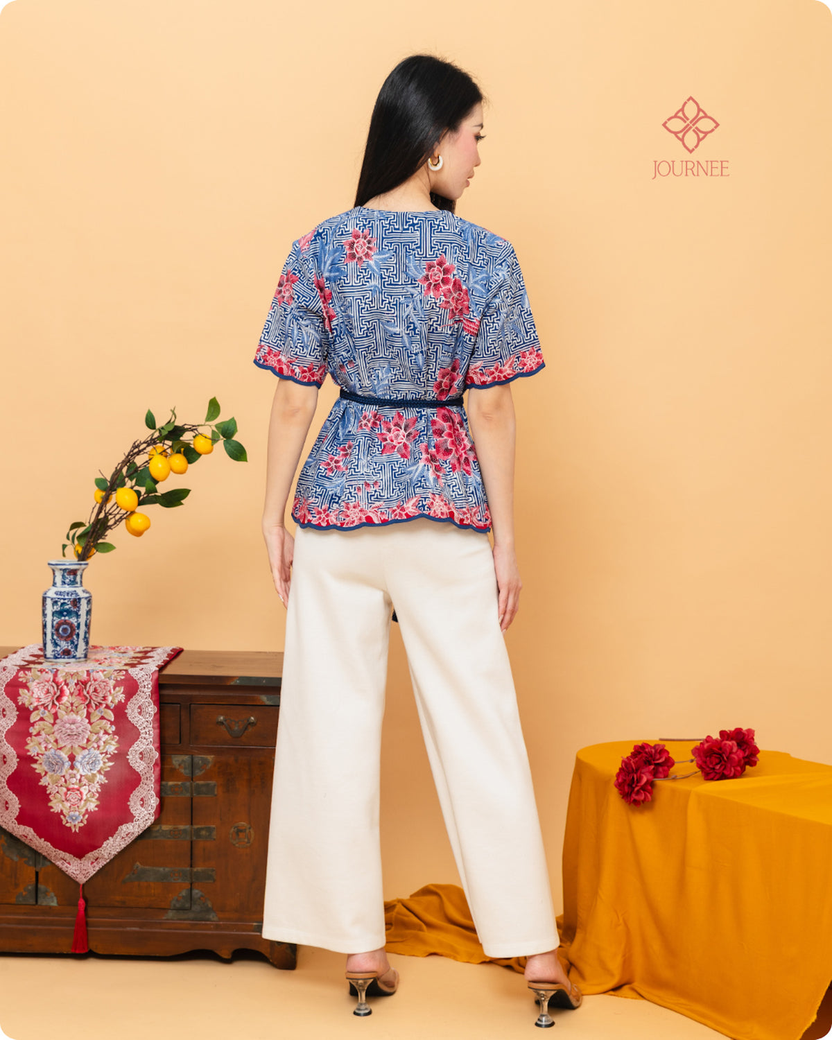 Aprina Scallop Batik Cap Blue Banji Premium