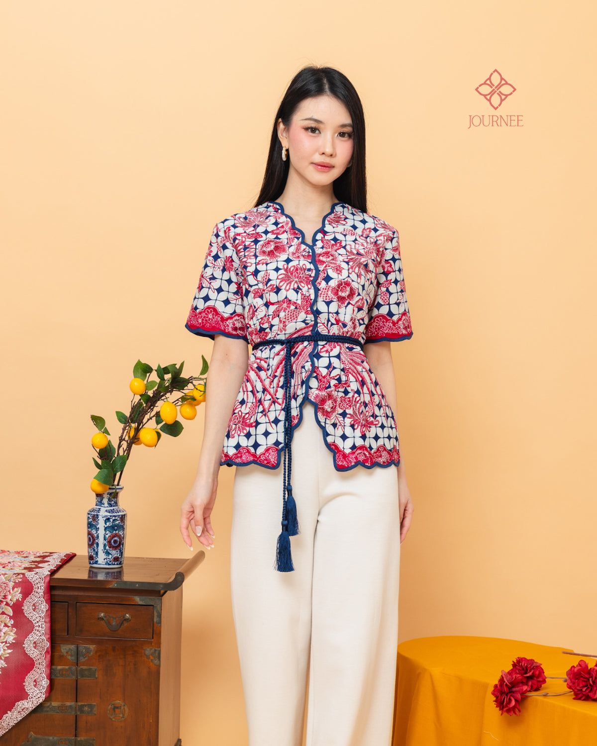 Aprina Scallop Batik Cap Blue Phoenix Premium