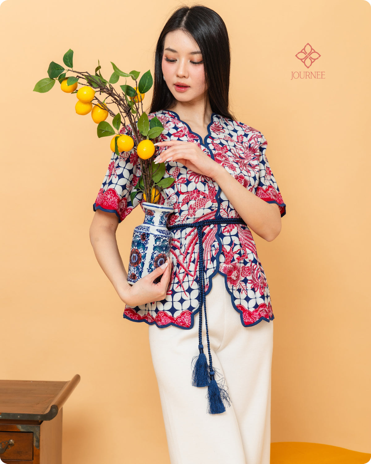 Aprina Scallop Batik Cap Blue Phoenix Premium